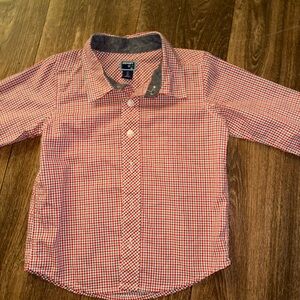 GAP Kids Red and White Plaid Button-Down Shirt